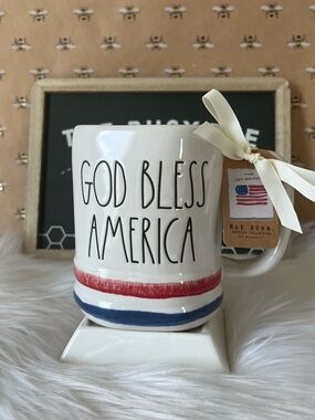 Rae Dunn July 4th 2026 Patriotic 250th Anniversary GOD BLESS AMERICA Mug